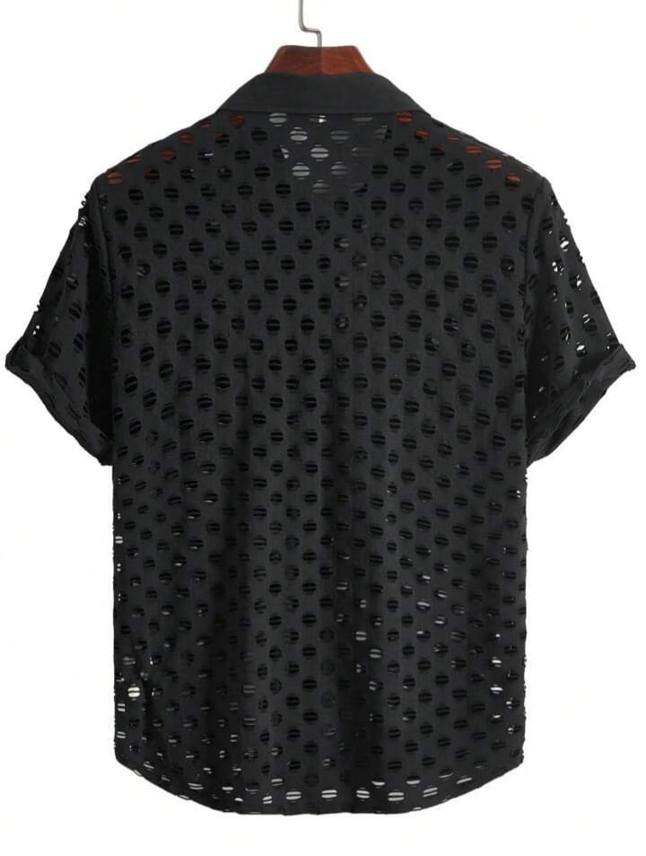 Men's Net Shirt Over a Contrasting Mesh Shirt